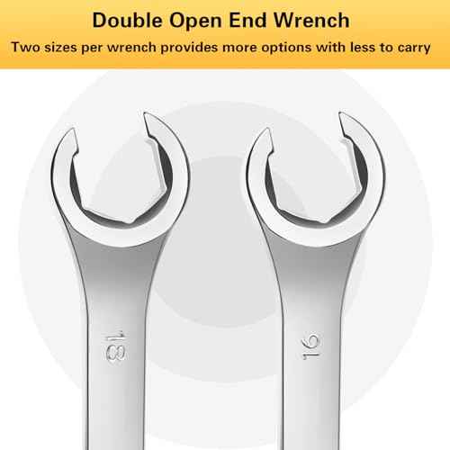 Auniwaig 16mm x 18mm Flare Nut Wrench 0.63 x 0.71 Inch Metric Double Open End Geardrive Flare Nut Wrench for Removing Replacing Nuts 1 Pcs