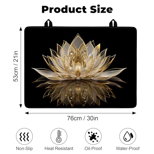 BSFHH 30" x 21" Silicone Glass Stove Top Cover - Lotus Anti-Slip Protect Mat, Heat-Resistant