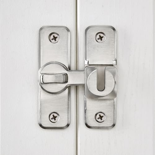 INIRET Silvery 90/180 Degree Flip Latch Zinc Alloy Barn Door Lock - Variation 1