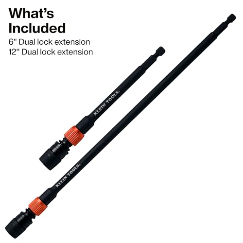 Klein Tools Dual-Lock Impact Bit Holder Set 1/4-Inch Hex 6 & 12-Inch Extensions