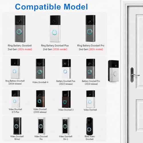 RIOVO Black Adjustable Doorbell Mount Bracket 30-55° Compatible with Ring & Blink