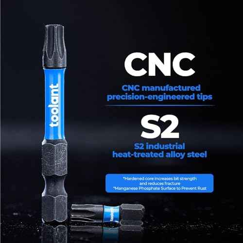 toolant 2¡± Impact Torx Bits 10pack (T25), 1/4¡± Hex-Shank S2 Steel Screwdriving Star Bits, CNC Machined Tips Magnetic Power Bit, with Storage Box