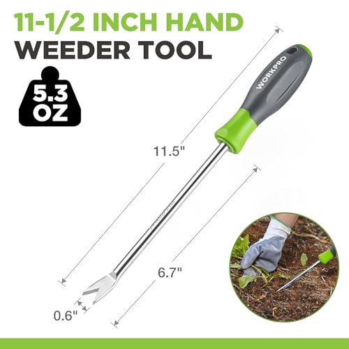 WORKPRO 11.5-Inch Dandelion Weeder Puller Tool with PP+TPR Soft Handle