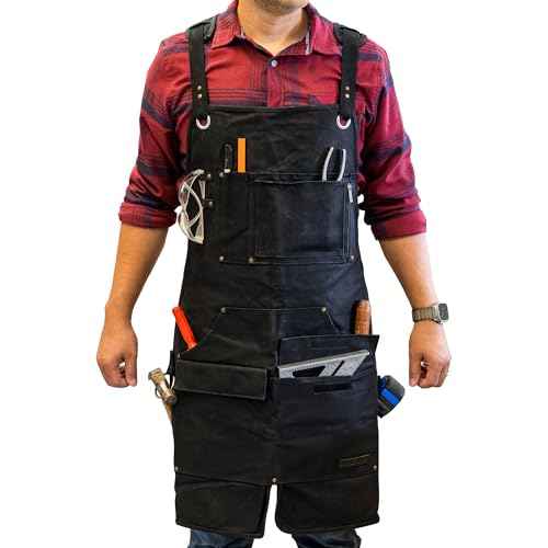 16oz Heavy Duty Waxed Canvas Work Apron - Rugged & Water-Resistant, for all Tough Jobs