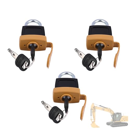 246-2641 3set Padlock with Key Compatible with Caterpillar CAT Fuel Cap 7X7700 1428828 20103300 2849039 Replace 5P8501 5P8500 2462641 (3)