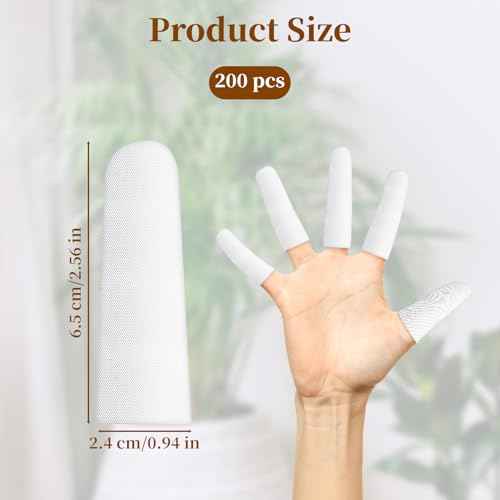 200 pcs Cotton Finger Cots - Cloth Finger Cots Finger Toe Sleeves Fingertips Protective Cover, White Finger Cots Finger Protectors, Thumb Protector for Finger Tips Comfortable and Breathable(White)