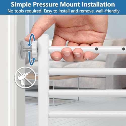 Malier Dog Gate with a Small Door, Extra Wide All Metal Short Dog Gate Pet Gate for Stairs, 10'' Tall Pressure Mount Easy Step Over Puppy Gate Low Gate for Doorways