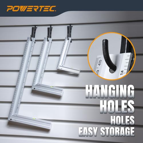 POWERTEC L Square 3pc Set – Try Square with Bubble Levels for Router Fence, Table Saw, Woodworking (80005)