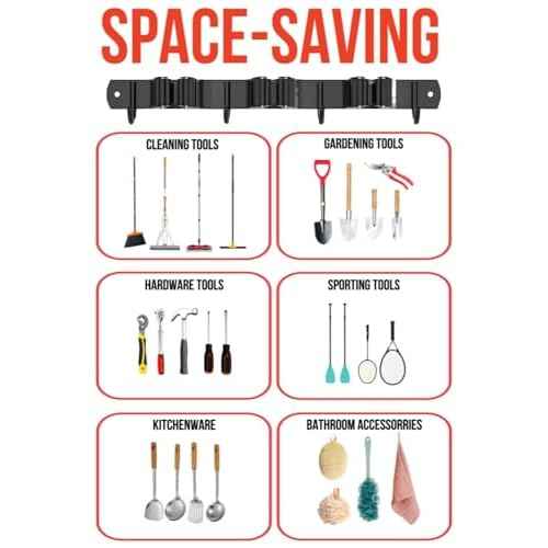 2 Pack Mop and Broom Holder Wall Mount, Upgraded Broom Hanger Wall Mount, Stainless Steel Broom Organizer for Closet Garage Laundry Room Kitchen Wall Decor Black 3R4H