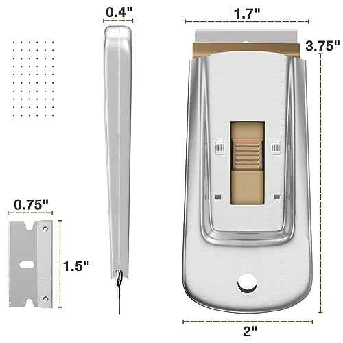 Bates- Metal Razor Blade Scraper, 2 Pack, 30 Extra Blades, Scraper for Cleaning, Glass Scraper, Razor Blade Scraper Tool, Razor Scraper Tool, Scraper Blades, Window Scraper with Razor Blade
