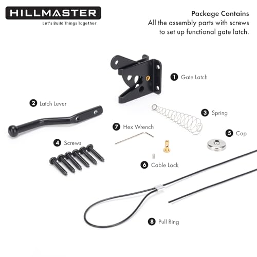 HILLMASTER Self Locking Gate Latch 1 Pack for Wooden Fence Heavy Duty Outdoor Security