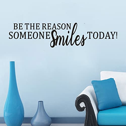 Wall Decals, Wall Stickers Living Room, (Easy to Apply), Vinyl Art Decor Quotes Living Room Nursery Bedroom Kids Baby Boys Girls Family Home Word Sign Saying, Be The Reason Someone Smiles Today 26"X6"