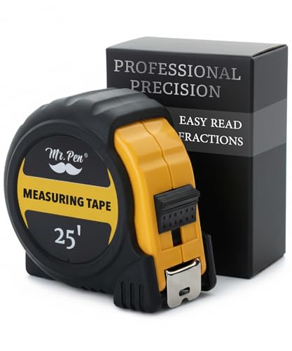 Mr. Pen Retractable Tape Measure 25 ft Yellow - Easy Read, Durable Construction, Belt Clip, 1 Pack