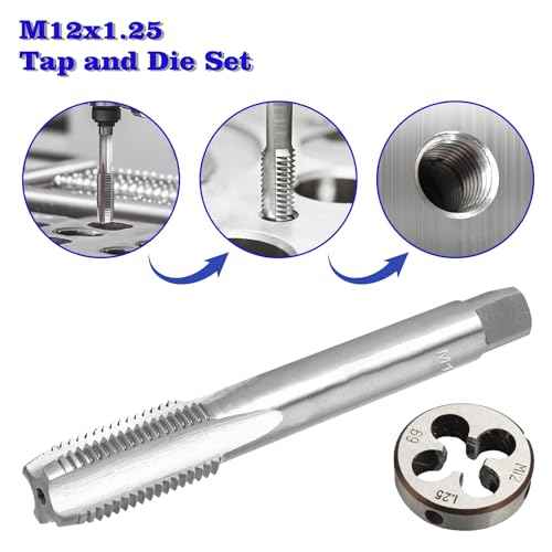 M12 x 1.25 Metric Thread Tap and Die Set, M12 x 1.25mm High-Speed Steel Machine Tap and Die Set, Right Hand Thread Tap and Round Thread Die