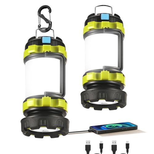 Consciot 2 Pack LED Camping Lantern & Flashlight Rechargeable, 6 Light Modes