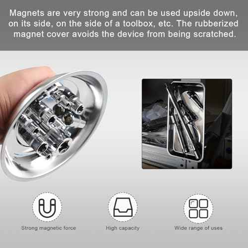 2 PCS Magnetic Tray Holders, 2.5"¡¿3.6" Stainless Steel Square Magnetic Parts Tray Set, Heavy Duty Thickened Tray Bowl for Screws Bolts Nuts Metal Parts, Magnetic Tray for Mechanic's