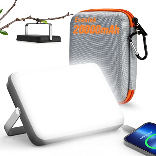 Eventek 20000mAh Rechargeable LED Work & Camping Light with Power Bank, 144H Runtime, 90° Rotatable Stand, Waterproof Floodlight for Emergency, Car, Home
