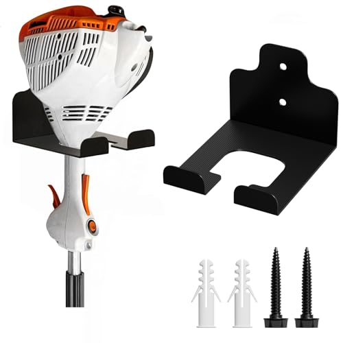 Black Garage Power Tool Organizer Rack Wall Mount for Weed Whackers & Garden Tools