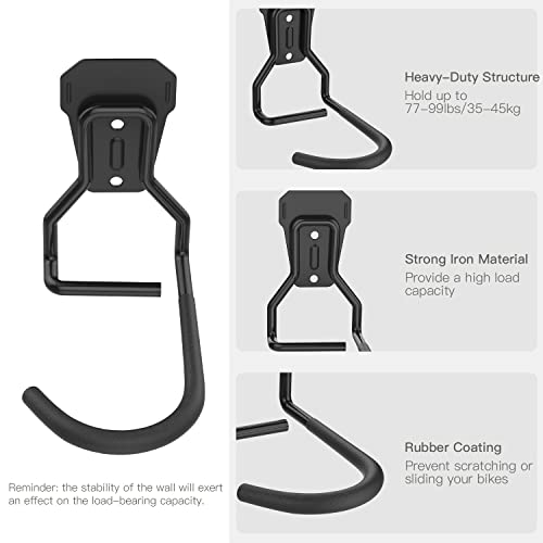 4 Pack Wall Mount Bike Racks with Fixed Hooks Heavy Duty Bicycle Storage