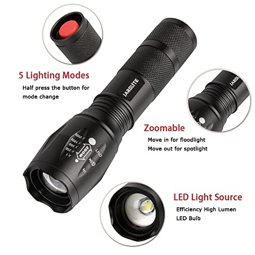 JARDLITE Black 4 Pack LED Emergency Flashlights with Focus & 5 Modes