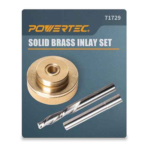 POWERTEC Solid Brass Inlay Kit. Router Bit with 1/4" Cutting Dia. & Shank. Fits Porter-Cable Style Router Base Plate. Works with Router Templates for Woodworking Tools & Router Accessories (71729)