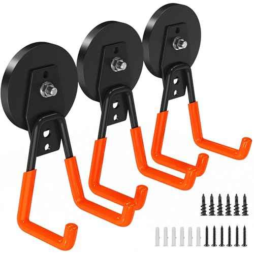 3Pcs Large Magnetic Hooks Heavy Duty for Garage, Magnet Hooks for Hanging Heavy Duty, Strong Magnet Storage Hooks for Hanging Garage Tools& Garden Tools