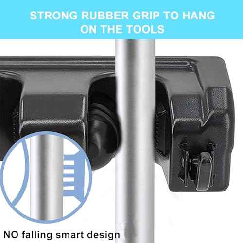 Broom and Mop Holder Wall Mount, Hooks Hanger for Mops and Broom, Organizer Kit with 3 Slots and 4 Hooks, Perfect for House, Bathroom, Laundry, Garden, Tool Room, Garage, Wall Mounted, Black