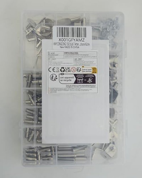 WMYCONGCONG 150 PCS Shelf Bracket Pegs Kit, 7 Styles Shelf Pins Shelf Support Pegs Cabinet Shelf Holders Pegs for Shelves Book Shelf Closet Metal Nickel Plated