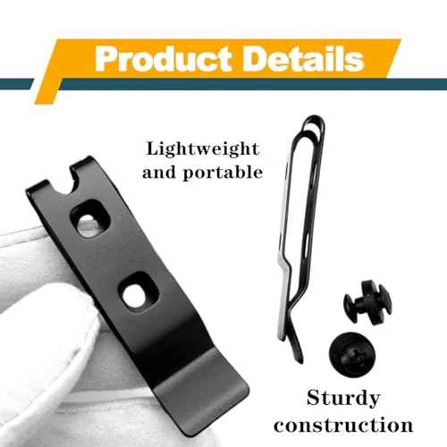 2 Set Knife Sheath Belt Clip Reliable 420 Stainless Steel Kydex Belt Clip with Screws for Kydex Sheath, Black