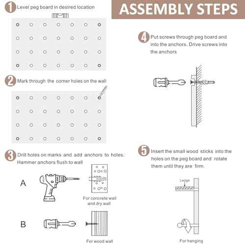 Beige Wood Pegboard Modular Display Wooden Pegboard Combination Wall Organizer Storage Wall Hooks Shelf for Home, Office, Bathroom, Comes with 2 Pieces Pegboards