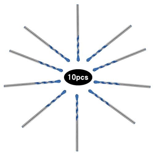 Piutouyar 10 Pcs 4mm Masonry Drill Bits, 5/32" Carbide Drill Bits Set for Concrete, Tile, Glass, Ceramic, Brick, Wood
