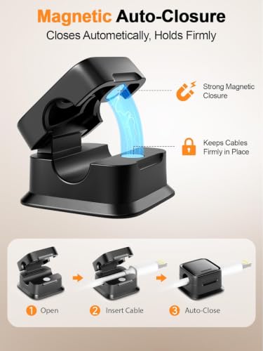 Costop 9 Pack Magnetic Cable Clips for Wire Management, Black