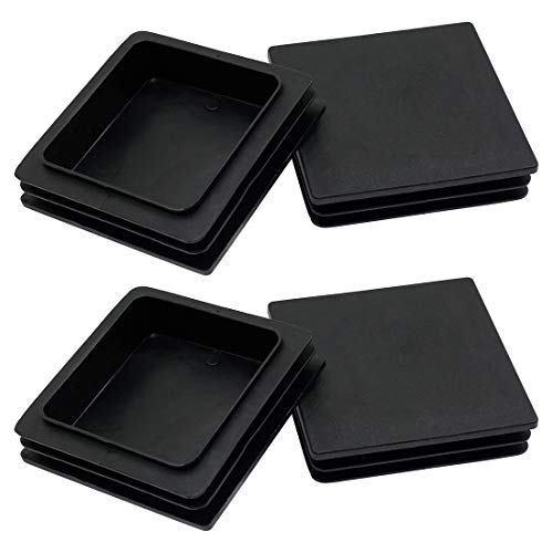 4 Inch Square Plastic Plugs 4-Pack for 100mm Square Tubing - Black