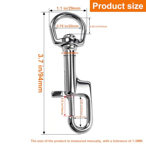 QAVBFA 94mm Stainless Steel Swivel Bolt Snap Diving Clips for Pet Leash & Outdoor Use