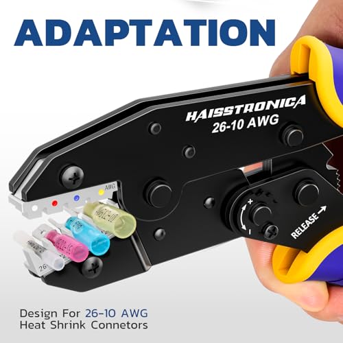 Haisstronica Crimping Tool for Heat Shrink Connectors AWG 26-10, Model HS-8327 – Easy Wire Crimper