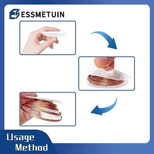 Essmtuin Solder Wick Braid 10Ft with Flux for Electronic, 2 Roll Desoldering Wick Braid Remover Solder, No-Clean Soldering Wick Used to Disassemble Electrical Components (WID 0.1in (2.5mm))