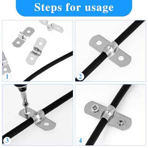 50Pcs M5 Wire Shelf Clips Stainless Steel Rigid Tube Strap Two Hole Strap U Bracket Tube Strap Clamp for 0.2 Inch OD Hose Heavy Duty Tube Strap Tension Clip