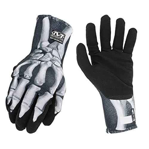 Mechanix Wear SpeedKnit Graphx Work Gloves, 1 Pack - Skeleton Bones Design, Touch Capable Gloves, Strong Grip in Dry, Wet and Oily Conditions (Large/X-Large, Black/White)