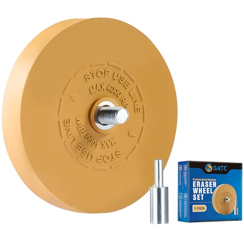 S SATC 1 Pack Solid Decal Eraser Wheel for Vehicle Sticker Removal with Adapter