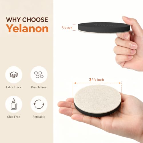 Yelanon Felt Furniture Sliders 20 Pcs 3.5" for Hardwood, Tile & Vinyl Floors