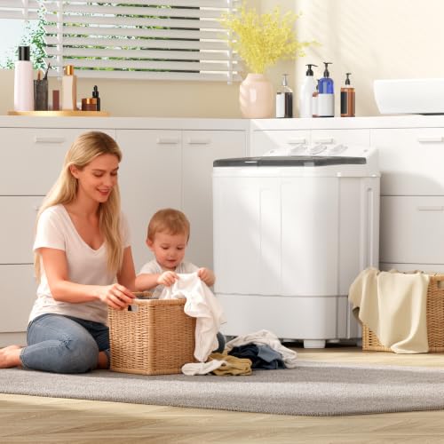 INTERGREAT Portable Washing Machine 16lbs Compact Washer & Dryer Combo with Glass Cover