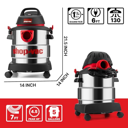Shop-Vac 5989305 5-Gallon Wet Dry Vacuum Cleaner with 4.5 Peak HP & Blower