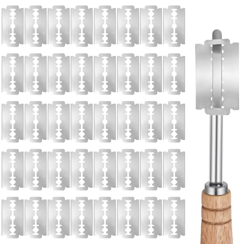40Pcs 6Cr13 Stainless Steel Bread Lame Blades Refills for Razor Bread Lames