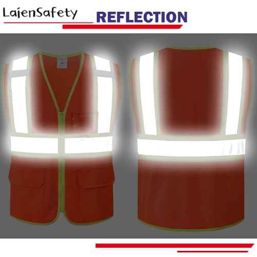 Safety Vest for Men Women,Hi Vis Construction Mesh Class 2 High Visibility Reflective Vest with Pockets,Meets ANSI/ISEA Standards(EK1-178-Orange-M)