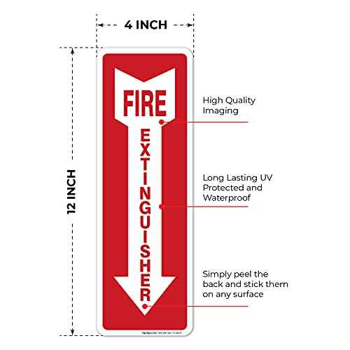 Fire Extinguisher Decal Self Adhesive Sticker 4x12" 4 Mil Vinyl SignIndoor & Outdoor Use UV Protected & Waterproof Sleek (3 Pack)