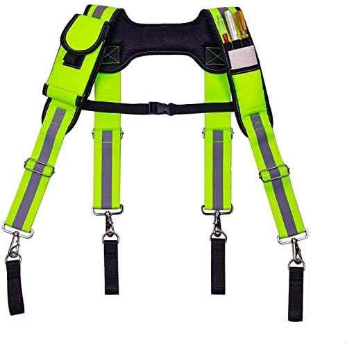 Reflective Tool Belt Suspenders Padded Heavy Duty Work Suspenders for Carpenter Electrician Work
