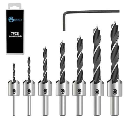 Countersink Drill Bit Set, 7Pcs Tapered Drill Bits M2 HSS, with 1/4" Hex Shank Quick Change and Allen Wrench, Counter Sinker Set for Woodworking and Carpentry, Pilot Screw Hole Set