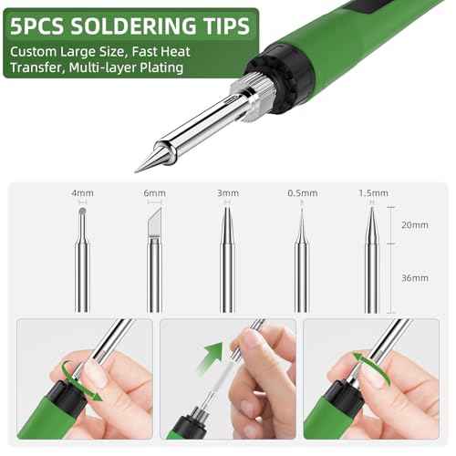 5PCS Soldering Iron Tips for 190W Soldering GunReplacement, High-Performance Tips for 190W Soldering Iron, Fast Heating,Fit PCB, DIY, Electronics Repair
