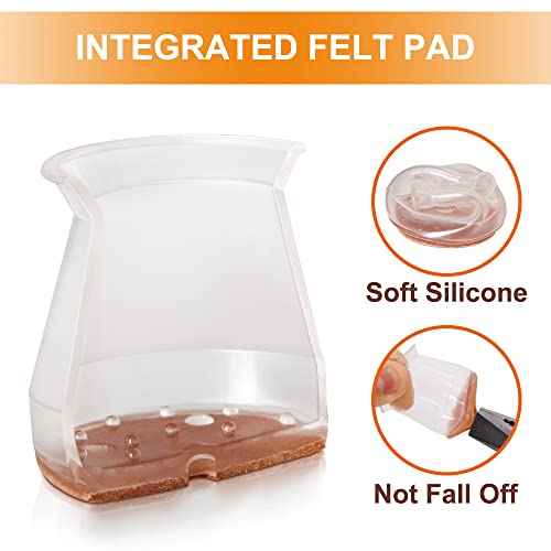 VIUME 24 Pcs Chair Leg Floor Protectors for Hardwood Floors Silicone Covers to Protect Wood Tile Floors Felt Pads Furniture Leg Caps Anti-Scratch Reduce Noise (Fit:1.3"-2")