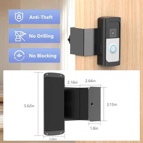 No-Drill RingDoorbell Mount, Anti-Theft Door Mount Bracket for Ring Video Doorbell (2024)/Battery Doorbell Plus/Pro/(2020 Release), Idea for Houses, Apartments, Businesses | Not for Security Doors